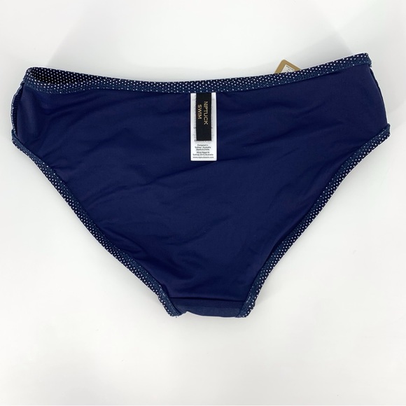 Nip Tuck NWT Navy with White Polka Dots Mid Rise Full Coverage Bikini Bottoms, 6 - Picture 6 of 15